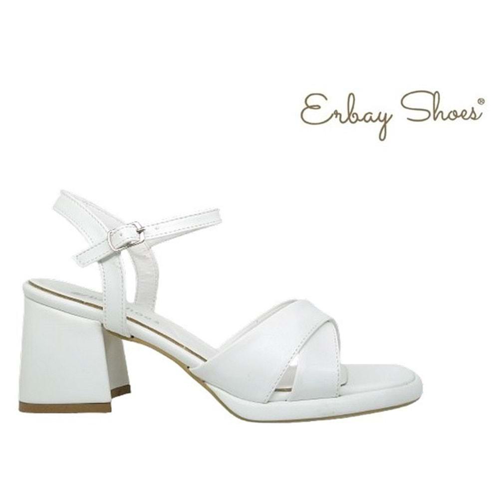 Z- ERBAY SANDALET - PLATFORM - 405 - CİLT-BEYAZ