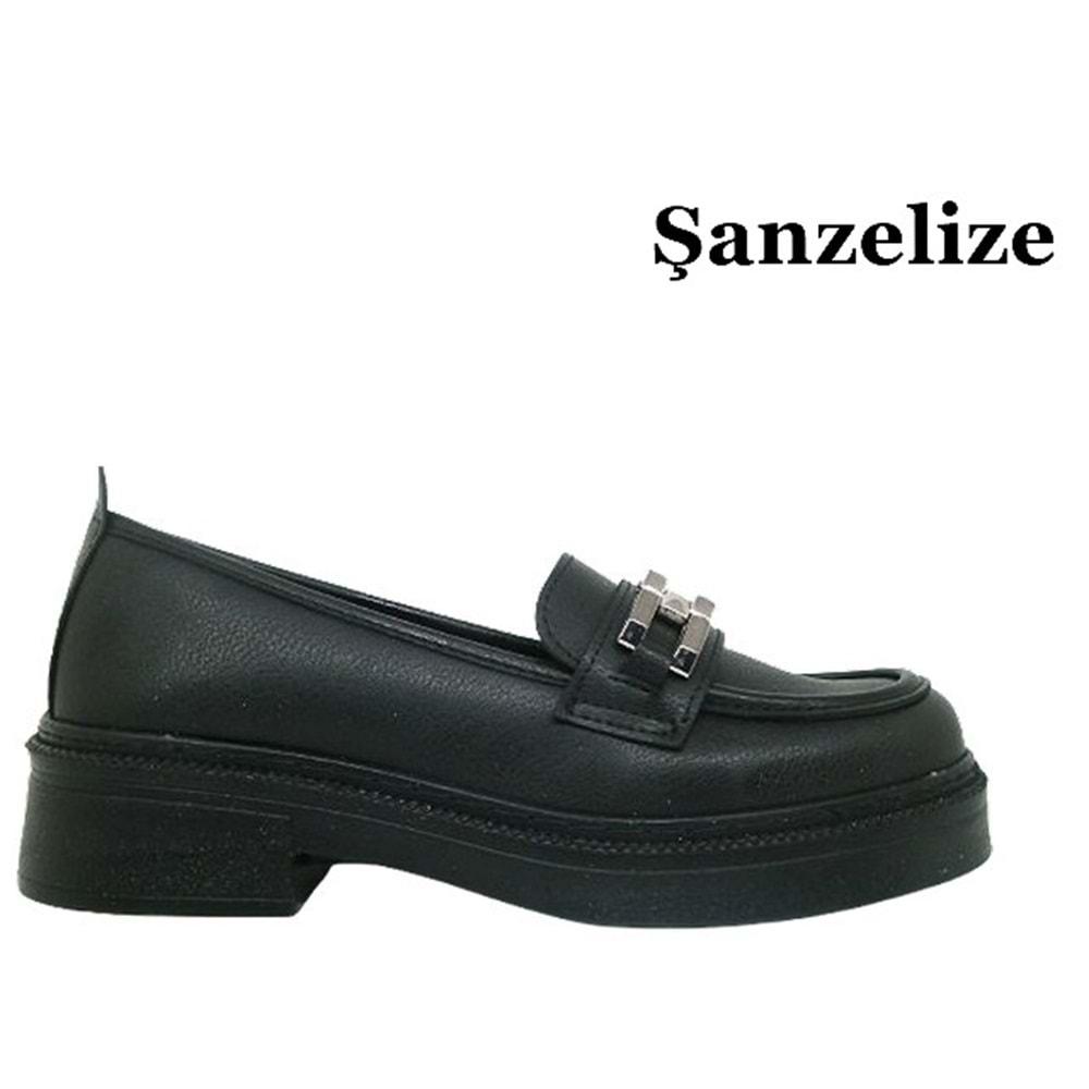 Z- ŞANZELİZE AYAKKABI - K-25 - SİYAH-CİLT-NİKEL-TOKA