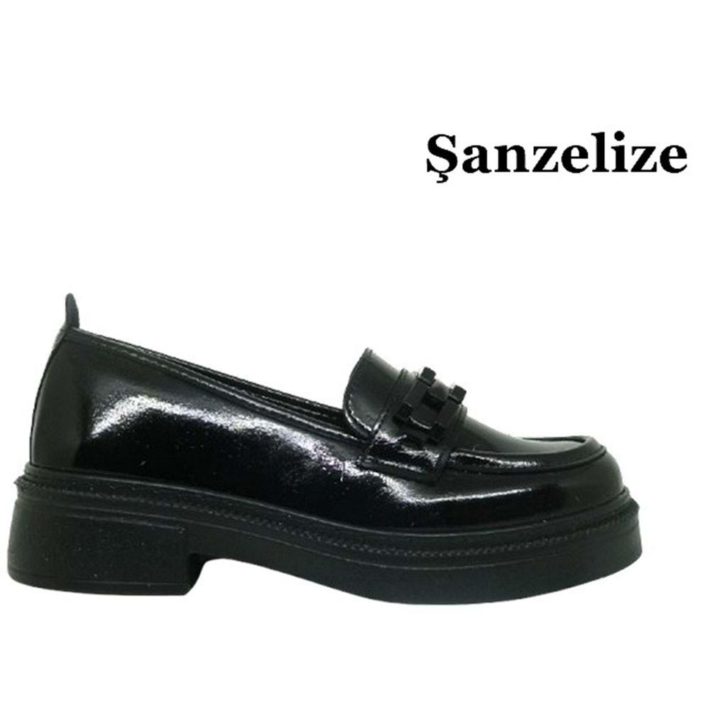 Z- ŞANZELİZE AYAKKABI - K-25 - SİYAH-KIRIŞIK-SİYAH-TOKA