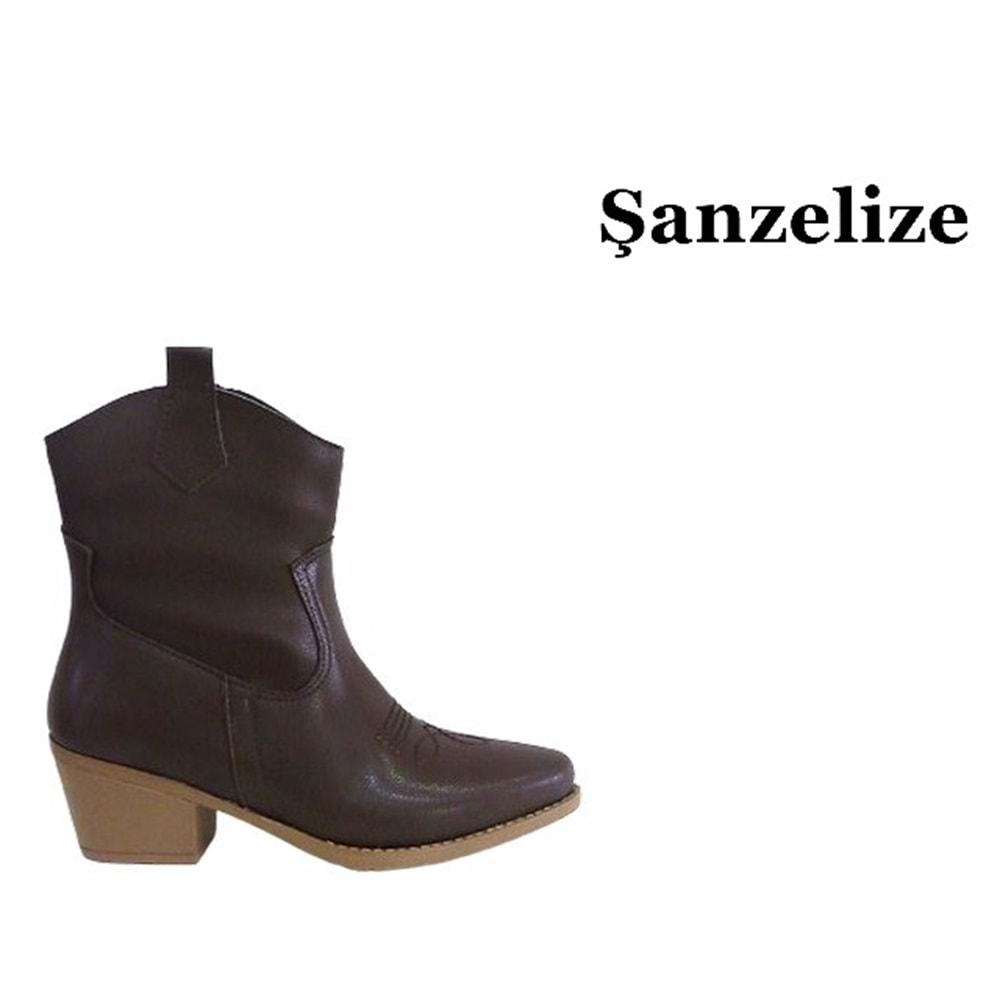 Z- ŞANZELİZE ÇİZME KISA - K-151 - WESTERN - CİLT-KAHVE