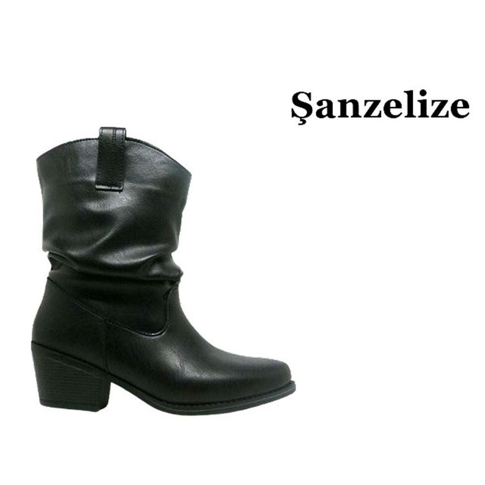 Z- ŞANZELİZE ÇİZME KISA - K-152 - KÖRÜKLÜ - CİLT-SİYAH