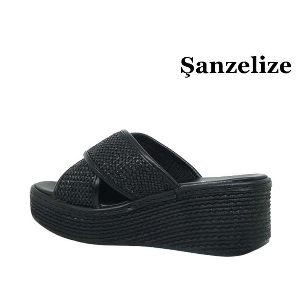 Z- ŞANZELİZE TERLİK - K-702 - HASIR ÖRGÜ - SİYAH