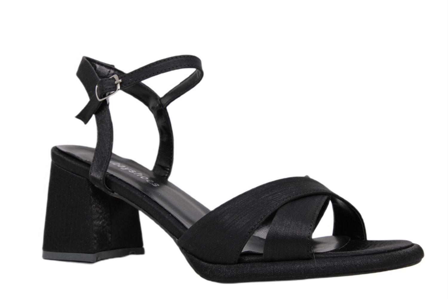 Z- ERBAY SANDALET - PLATFORM - 405 - SATEN-SİYAH - 41-42 NO