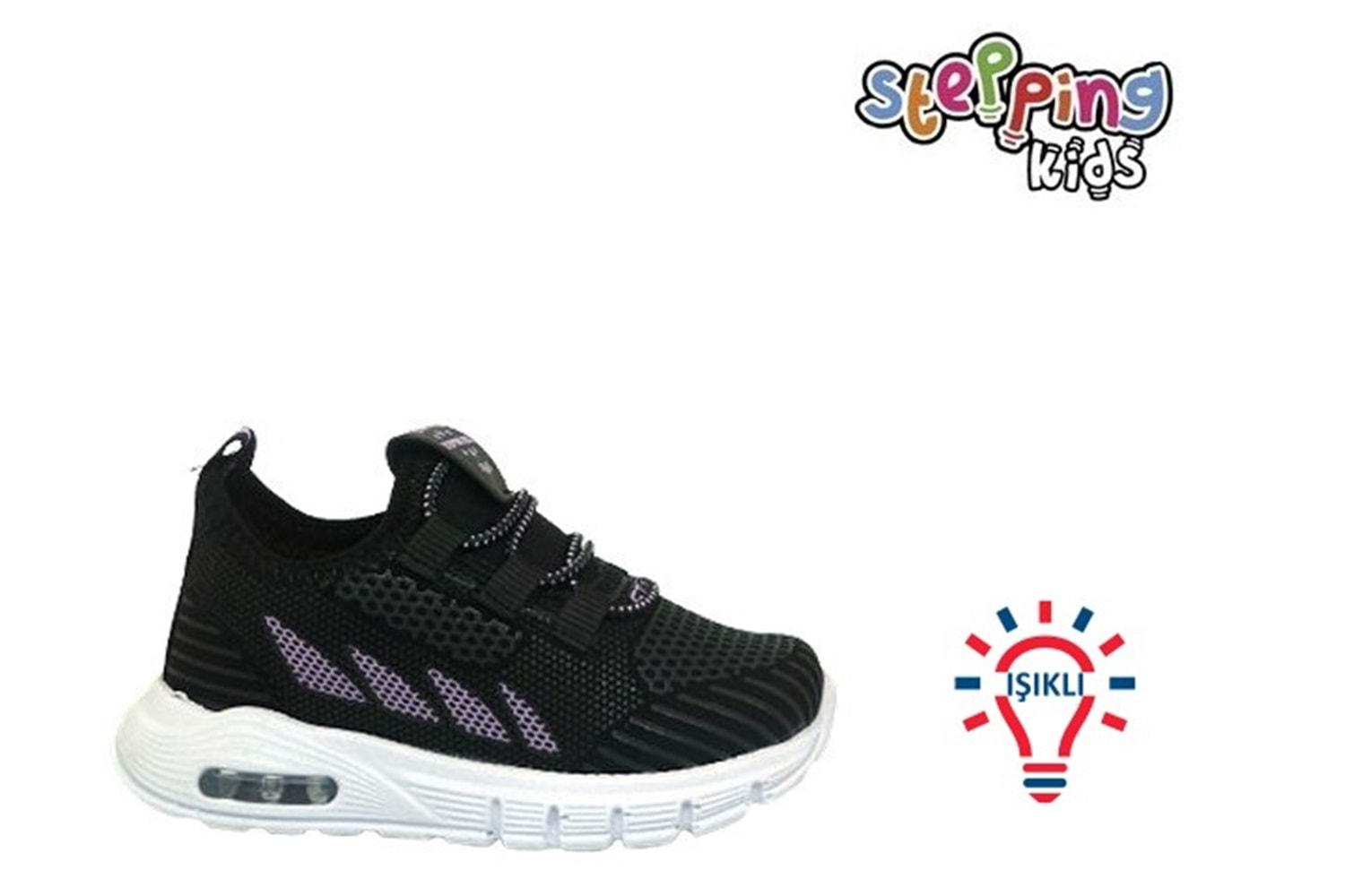 B- STEPPİNG SPOR IŞIKLI - 126 - VELVET / SİYAH-LİLA