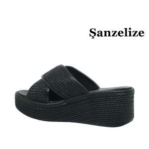 Z- ŞANZELİZE TERLİK - K-702 - HASIR ÖRGÜ - SİYAH