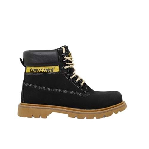 M- CONTEYNER BOT - 923-21 - NUBUK-SİYAH-KONÇ-SİYAH