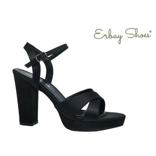 Z- ERBAY SANDALET - PLATFORM - 308 - SATEN-SİYAH