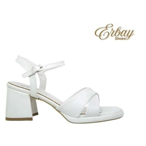 Z- ERBAY SANDALET - PLATFORM - 405 - CİLT-BEYAZ