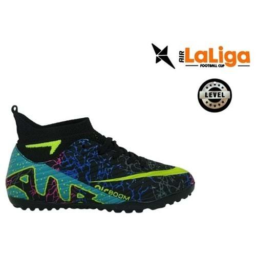 F- AIR LALİGA H.SAHA - 600 - ÇORAPLI - SİYAH-TURKUAZ-DESENLİ