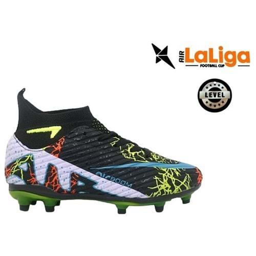 F- AIR LALİGA KRAMPON - 600 - ÇORAPLI - SİYAH-SARI-DESENLİ