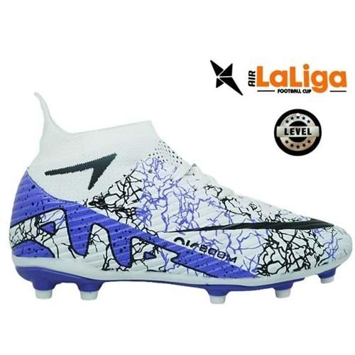 M- AIR LALİGA KRAMPON - 600 - ÇORAPLI - BEYAZ-MOR-DESENLİ