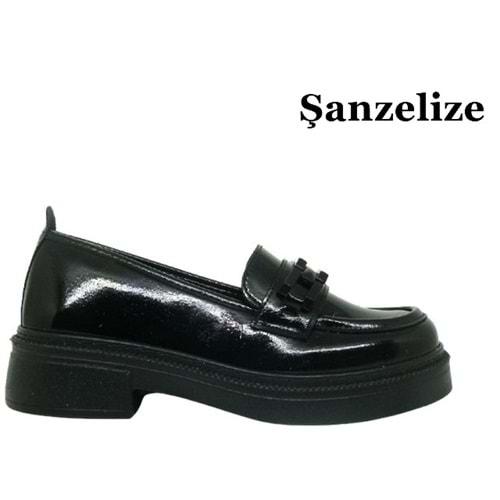 Z- ŞANZELİZE AYAKKABI - K-25 - SİYAH-KIRIŞIK-SİYAH-TOKA