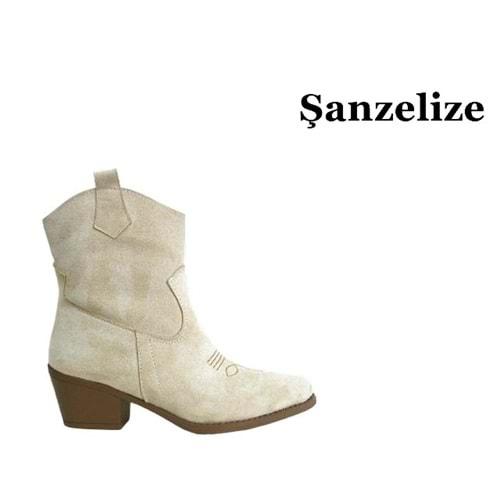 Z- ŞANZELİZE ÇİZME KISA - K-151 - WESTERN - SÜET-BEJ