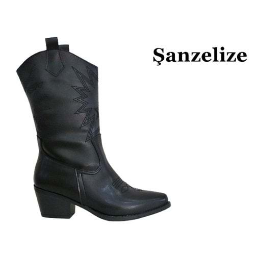 Z- ŞANZELİZE ÇİZME UZUN - K-150 - WESTERN - CİLT-SİYAH