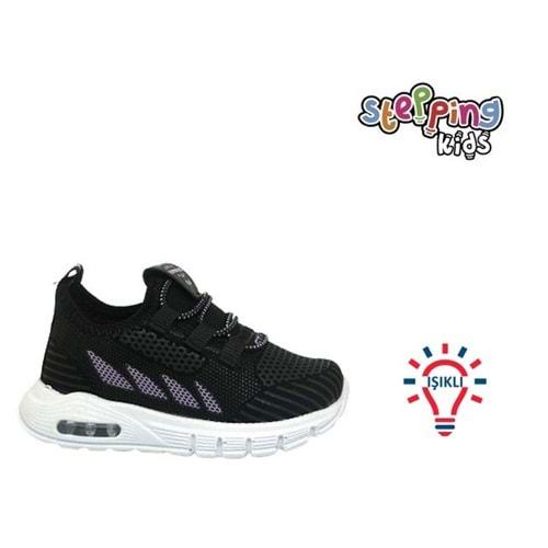 B- STEPPİNG SPOR IŞIKLI - 126 - VELVET / SİYAH-LİLA
