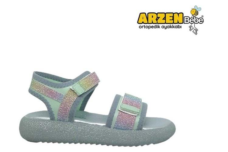F- ARZEN SANDALET - POLİ - KIZ - 3550 - YEŞİL-GÖKKUŞAĞI