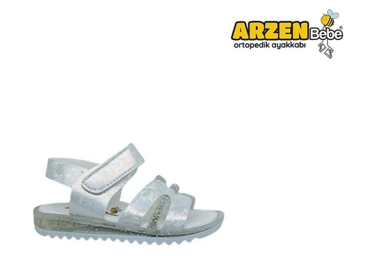 B- ARZEN SANDALET - KIZ - 7007 - BEYAZ-SİMLİ