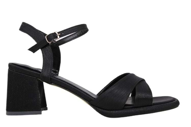 Z- ERBAY SANDALET - PLATFORM - 405 - SATEN-SİYAH - 41-42 NO