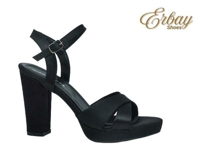 Z- ERBAY SANDALET - PLATFORM - 308 - SATEN-SİYAH