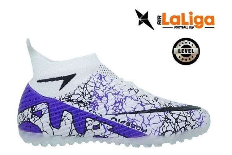 M- AIR LALİGA H.SAHA - 600 - ÇORAPLI - BEYAZ-MOR-DESENLİ