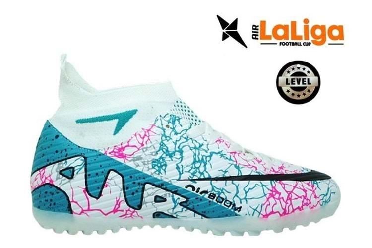 M- AIR LALİGA H.SAHA - 600 - ÇORAPLI - BEYAZ-TURKUAZ-DESENLİ