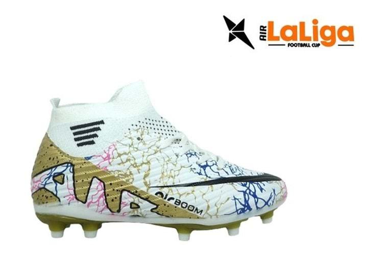 F- AIR LALİGA KRAMPON - 565 - ÇORAPLI - BEYAZ-ALTIN-DESENLİ