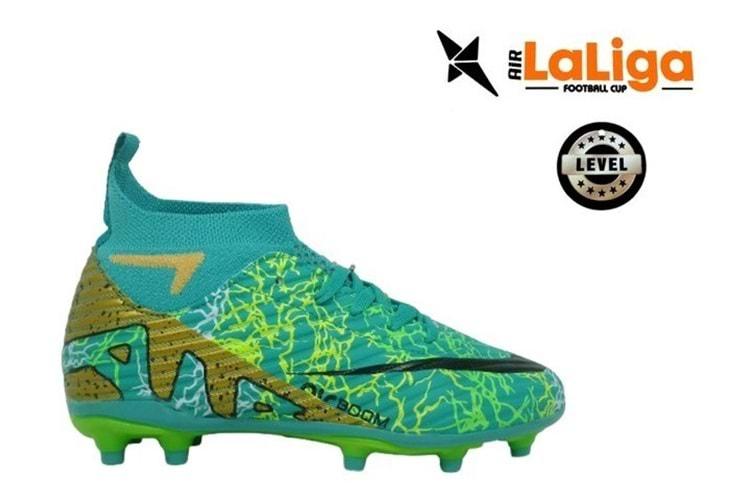 F- AIR LALİGA KRAMPON - 600 - ÇORAPLI - TURKUAZ-ALTIN-DESENLİ
