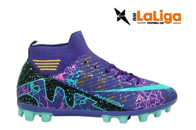 M- AIR LALİGA KRAMPON - 565 - ÇORAPLI - MOR-TURKUAZ-DESENLİ
