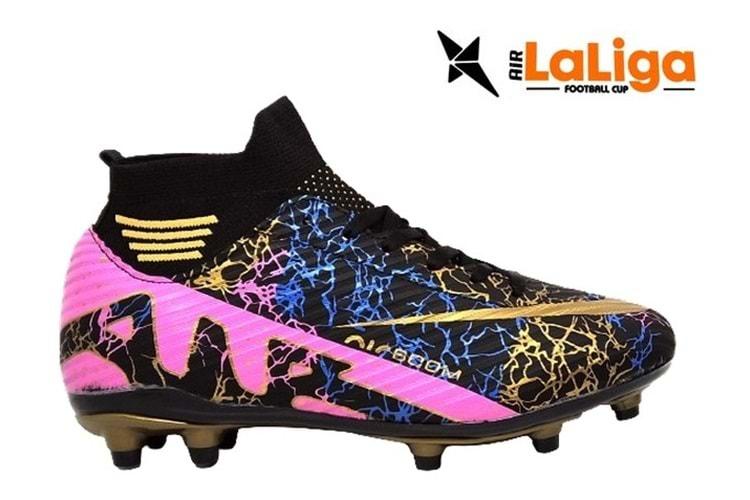 M- AIR LALİGA KRAMPON - 565 - ÇORAPLI - SİYAH-ALTIN-DESENLİ