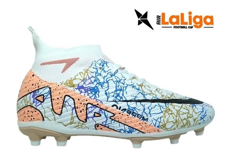 M- AIR LALİGA KRAMPON - 600 - ÇORAPLI - BEYAZ-SOMON-DESENLİ