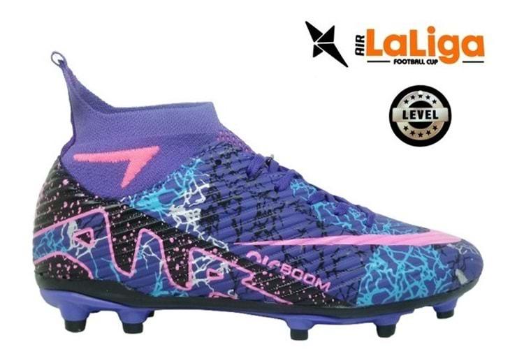 M- AIR LALİGA KRAMPON - 600 - ÇORAPLI - MOR-FUJYA-DESENLİ