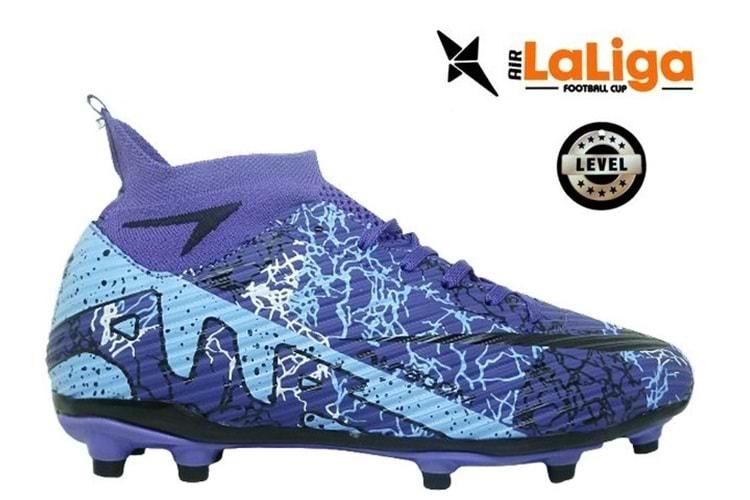 M- AIR LALİGA KRAMPON - 600 - ÇORAPLI - MOR-SİYAH-DESENLİ