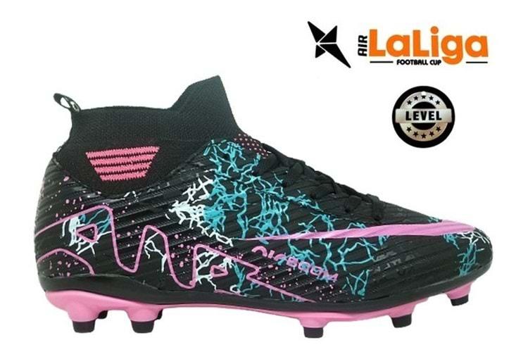 M- AIR LALİGA KRAMPON - 600 - ÇORAPLI - SİYAH-FUJYA-DESENLİ