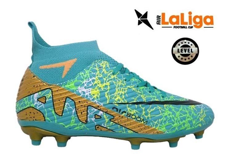 M- AIR LALİGA KRAMPON - 600 - ÇORAPLI - TURKUAZ-ALTIN-DESENLİ