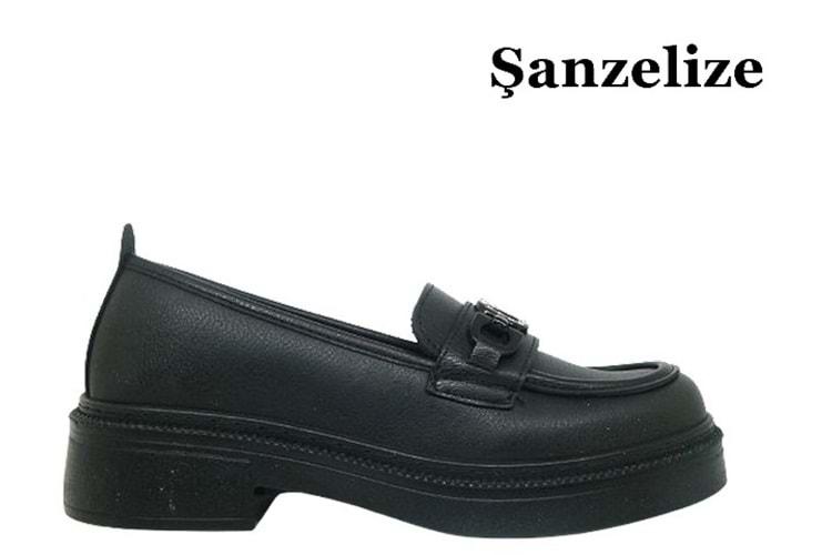 Z- ŞANZELİZE AYAKKABI - K-23 - SİYAH-CİLT