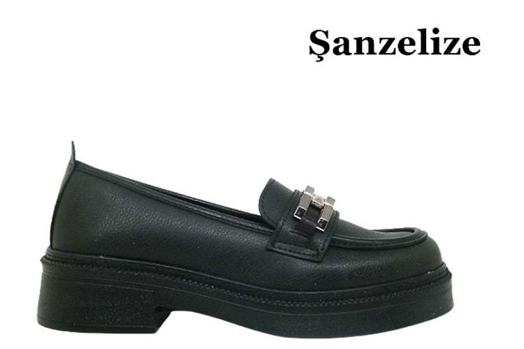 Z- ŞANZELİZE AYAKKABI - K-25 - SİYAH-CİLT-NİKEL-TOKA