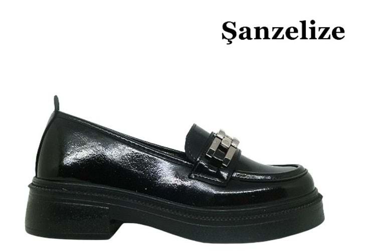 Z- ŞANZELİZE AYAKKABI - K-25 - SİYAH-KIRIŞIK-NİKEL-TOKA