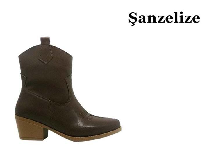 Z- ŞANZELİZE ÇİZME KISA - K-151 - WESTERN - CİLT-KAHVE