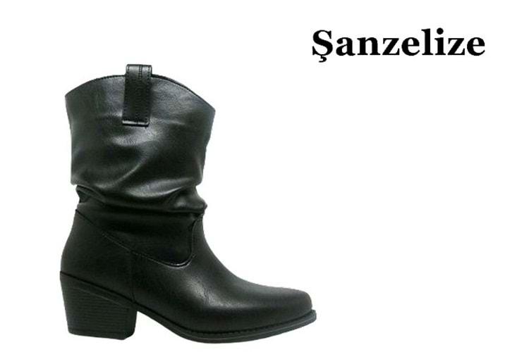 Z- ŞANZELİZE ÇİZME KISA - K-152 - KÖRÜKLÜ - CİLT-SİYAH