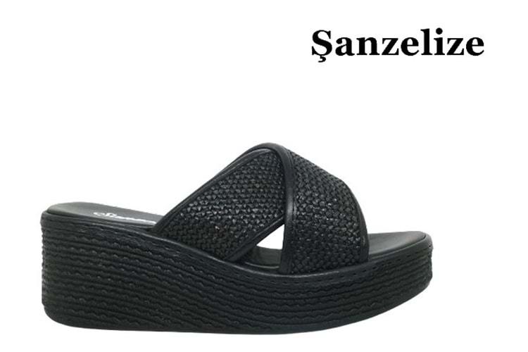 Z- ŞANZELİZE TERLİK - K-702 - HASIR ÖRGÜ - SİYAH