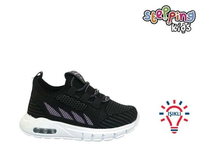 B- STEPPİNG SPOR IŞIKLI - 126 - VELVET / SİYAH-LİLA