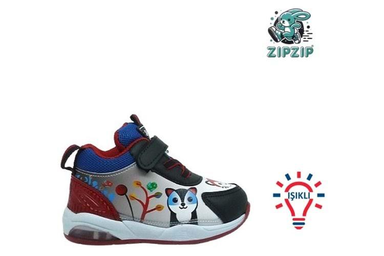 B- ZIPZIP SPOR IŞIKLI - 055 - CİLT / SİYAH-KIRMIZI
